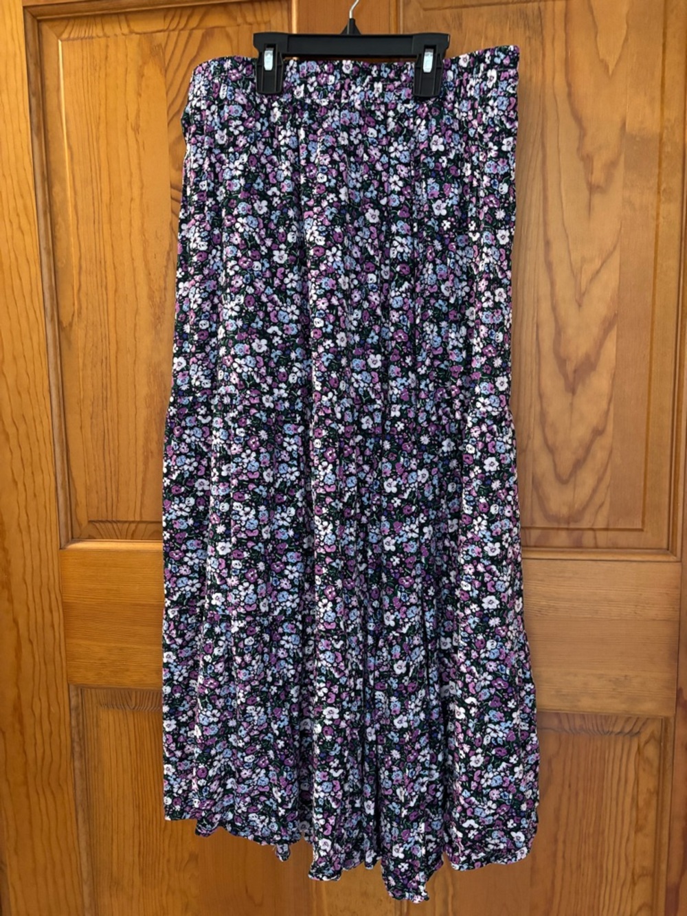 Black Floral Tiered Maxi Skirt - Women